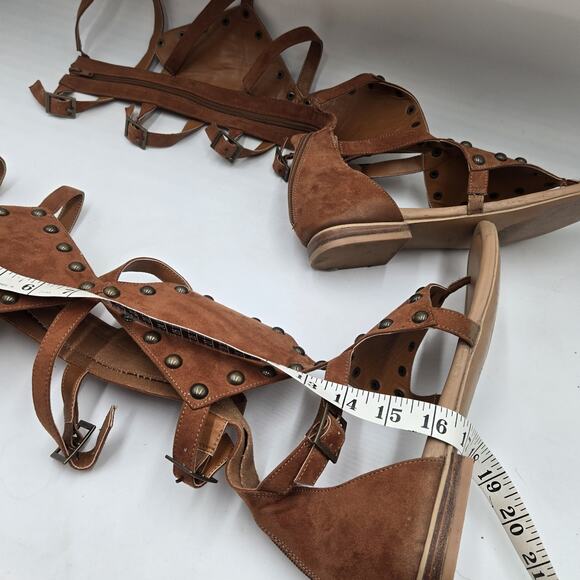 Torrid Studded Brown Gladiator Strap Sandals Wide Width Size 11W Tall Leg Zip - Picture 10 of 10